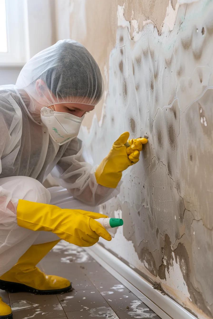 Restoration technicians conducting mold remediation in a water-damaged residence